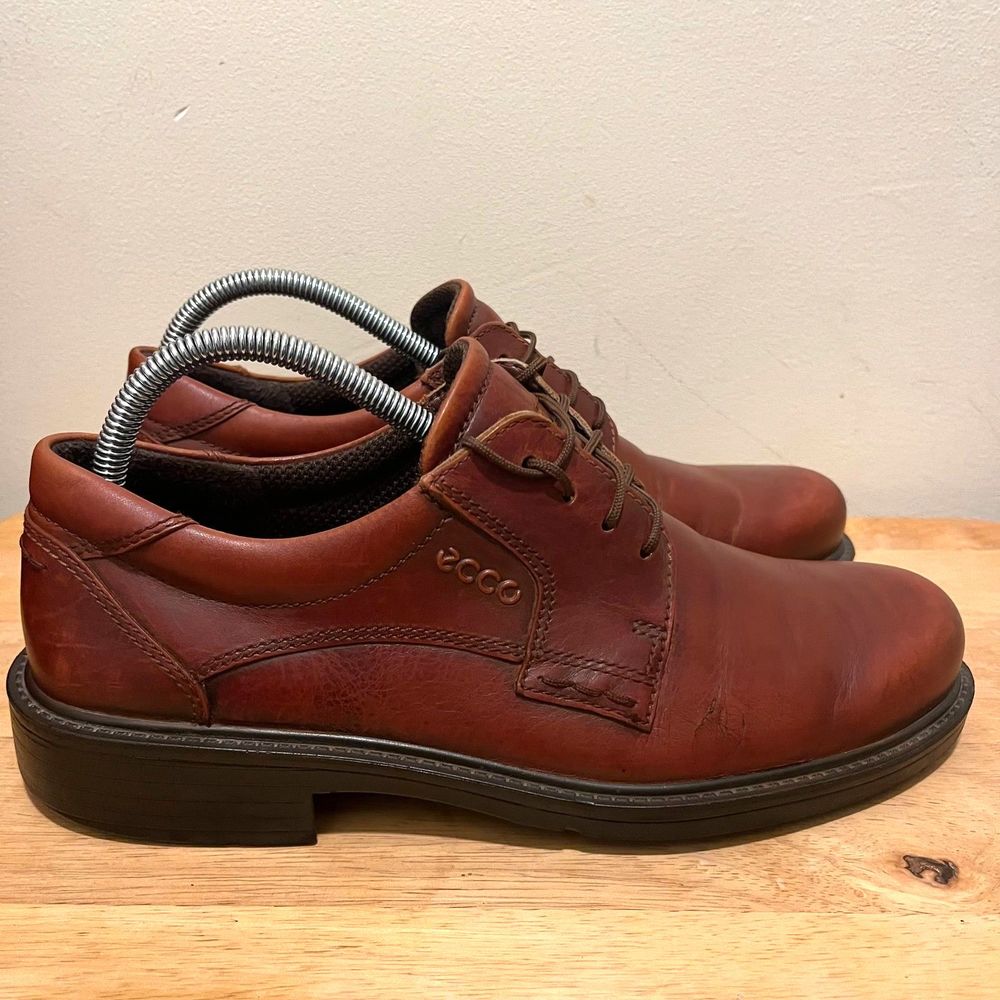ECCO Dress Shoes Brown Leather Round Toe Derby Oxford Size‎ 40